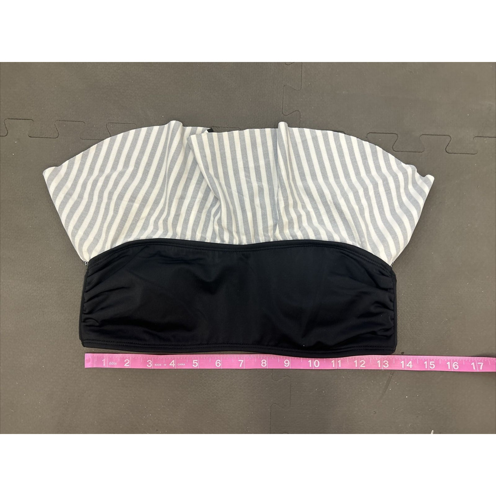Hurley Women's Swimsuit Two Piece Bikini Black & White Bandeau Top & Bottoms Med - Picture 8 of 16